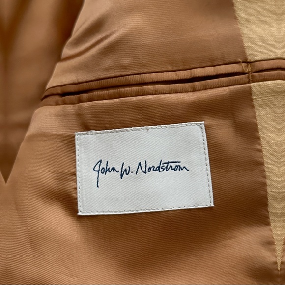 John W. Nordstrom Blazer Jacket Mens Size 40R Sports Coat 100% Linen Peach - Picture 7 of 8